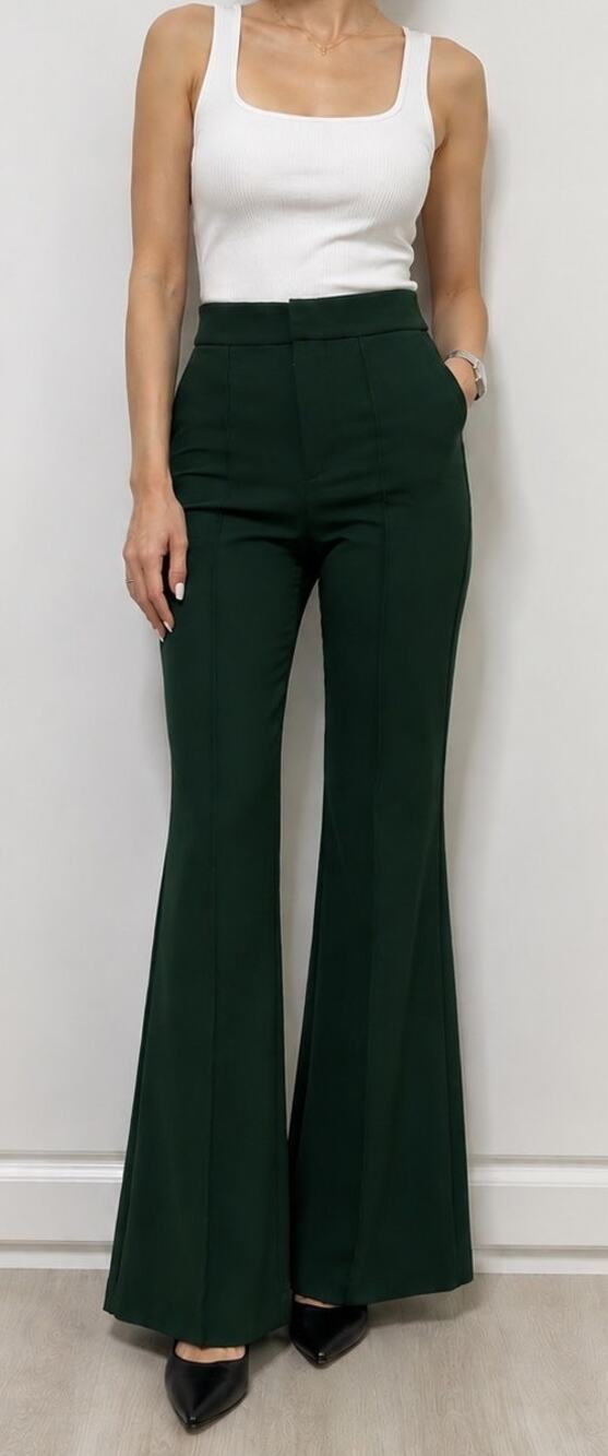 A new day emerald green size 2 front seam flare leg dress work pants